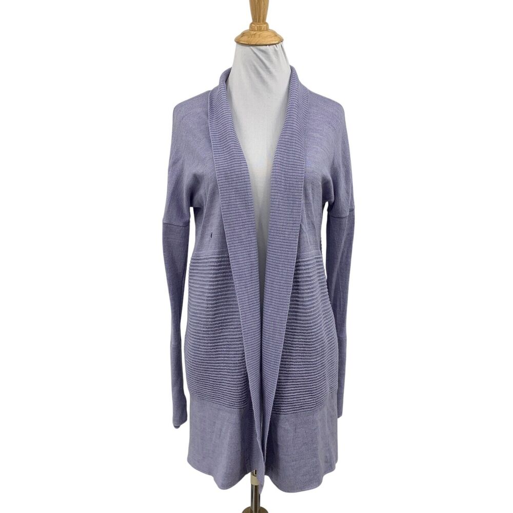 Lululemon Cardigan Womens 4 Lavender Merino Wool Sit In Lotus Open Front *READ*